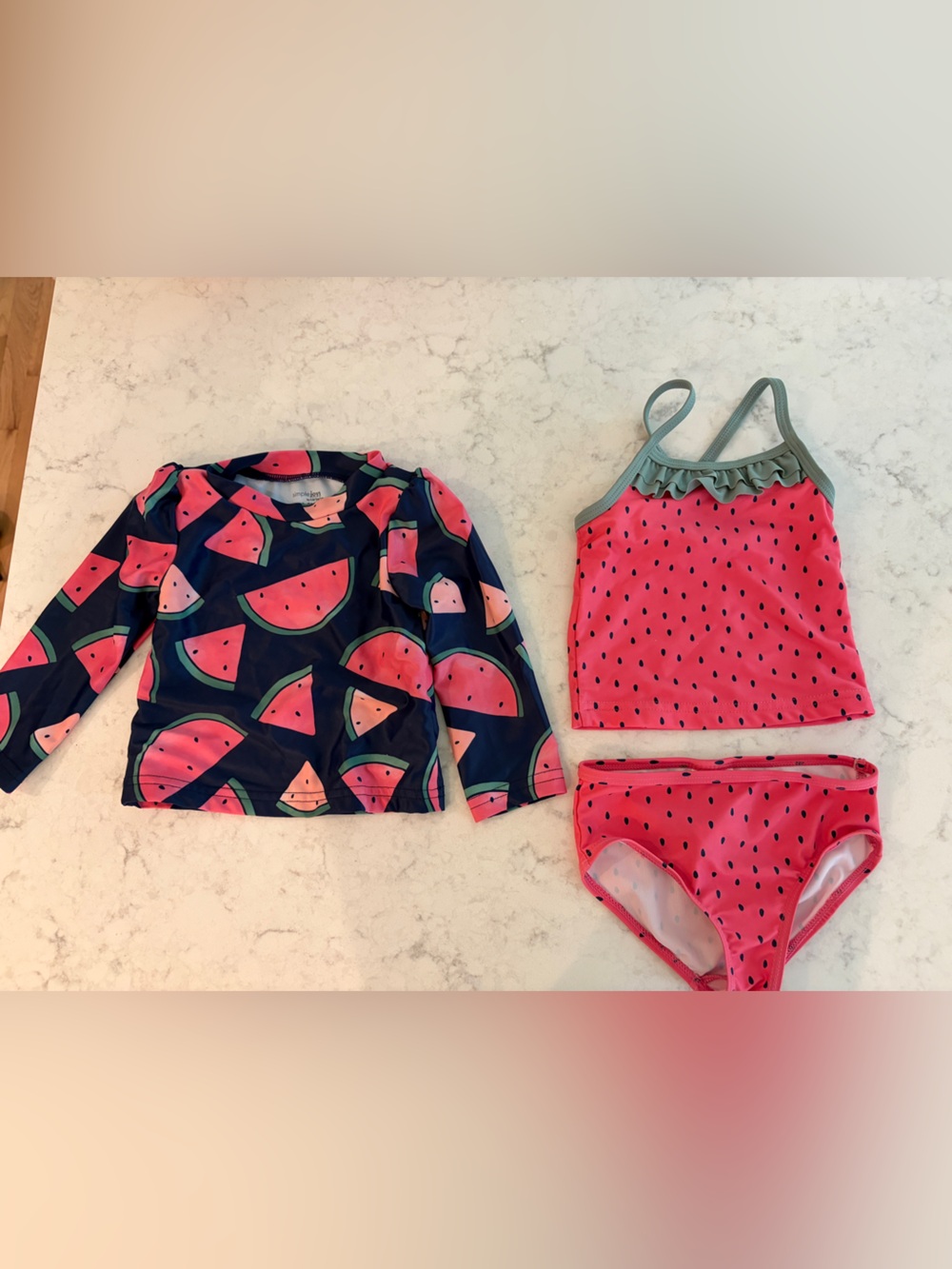 Carter's Pink and Navy Watermelon Kids Rashguard swim Set